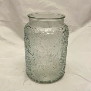 Decorative Glass Jar, Clear Glass with Mandala-like design